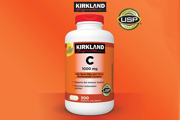 Kirkland Signature Vitamin C 1000mg hộp 500 viên của Mỹ giúp tăng cường hệ miễn dịch