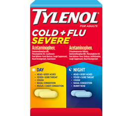 Viên Uống Cảm Lạnh + Cúm Nặng Cho Cả Ngày và Đêm Giảm Sốt, Đau, Ho Tylenol Cold & Flu Severe Day 16 Caplets and Night 8 Caplets