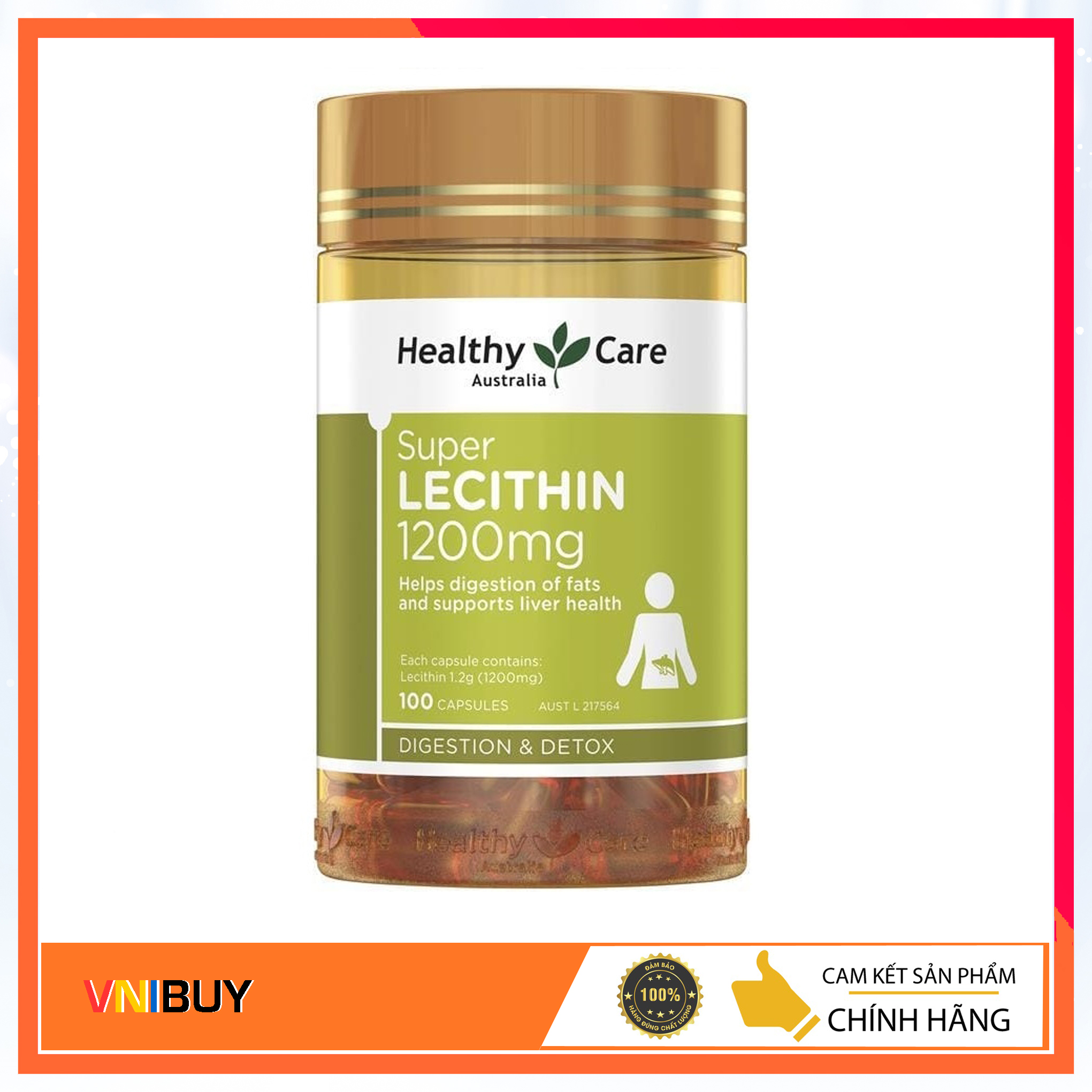 Viên uống Mầm Đậu Nành Healthy Care Super Lecithin 1200mg 100 viên - Úc