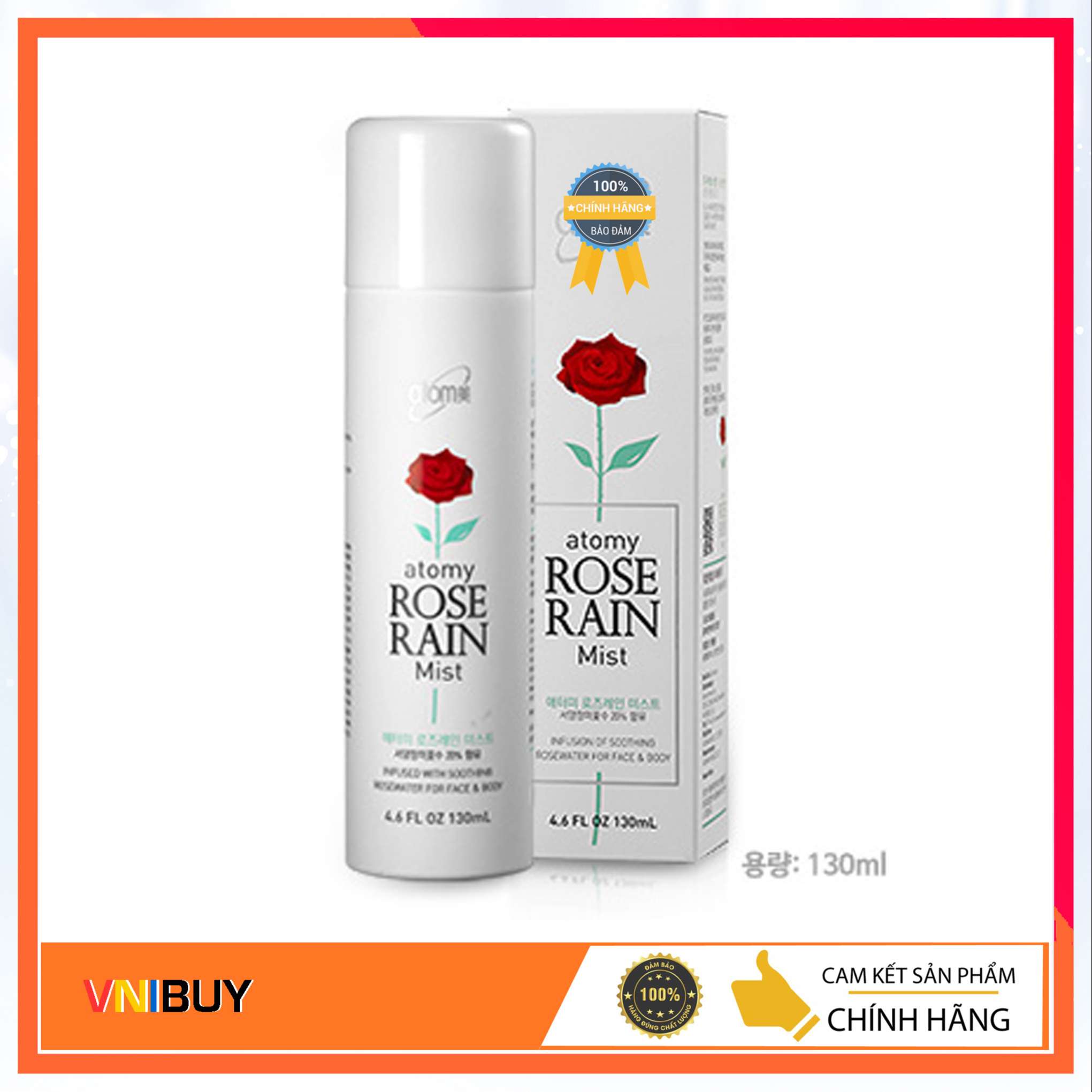 Xịt khoáng hoa hồng Atomy Rose Rain Mist Hàn Quốc 130ml nước tinh chất hoa hồng tự nhiên, có tác dụng kép của toner và essence, cung cấp độ ẩm mang đến làn da mềm mại, tươi mát