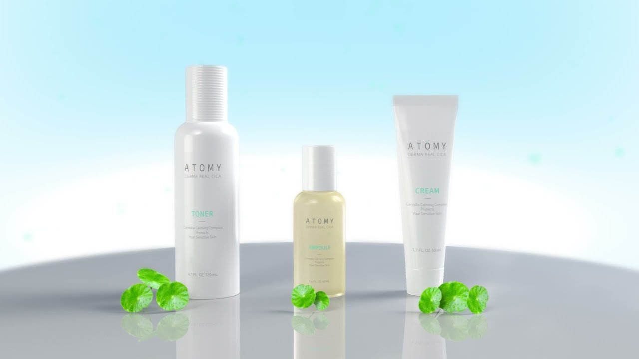 Bộ dưỡng da dành cho da nhạy cảm của Hàn Quốc Atomy Derma Real Cica gồm nước hoa hồng 120ml, tính chất 40ml và kem dưỡng 50ml