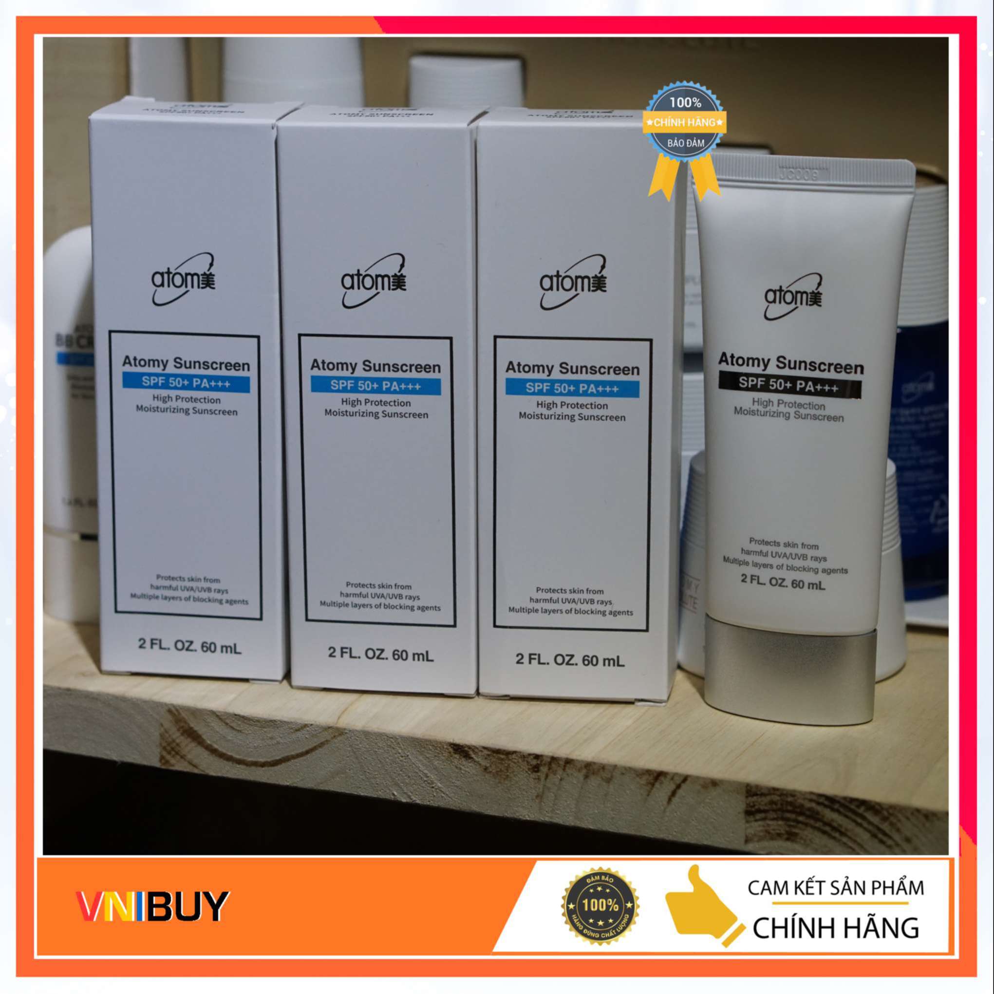 3 x Kem chống nắng Hàn Quốc Atomy Sunscreen SPF50+ PA+++ màu trắng