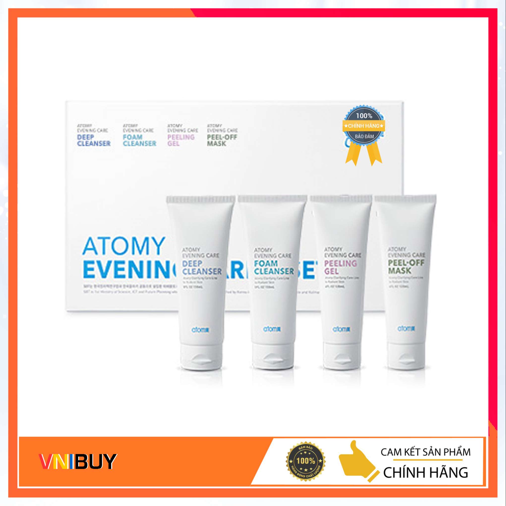 Bộ mỹ phẩm Atomy Evening Care 4 Set chăm sóc da hoàn hảo tại nhà. Tẩy trang loại bỏ bả nhờn 150ml, Sữa rửa mặt 150ml, Tẩy tế bào chết 120ml, Mặt nạ dưỡng da 120ml