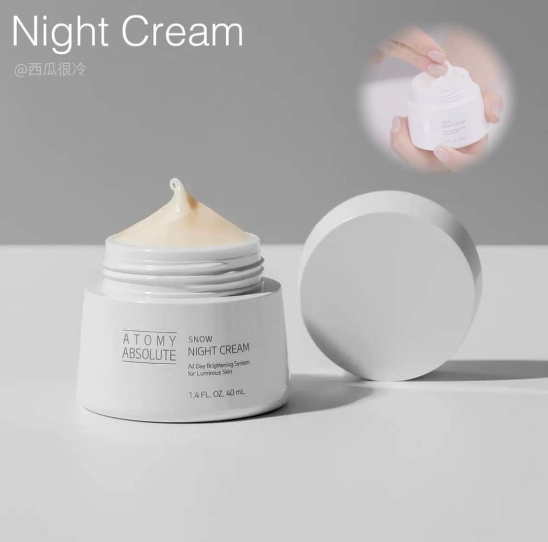 Kem dưỡng trắng da ban đêm cung cấp collagen giúp da săn chắc đàn hồi da nám, tàn nhang Atomy Absolute Snow Night Cream 40ml
