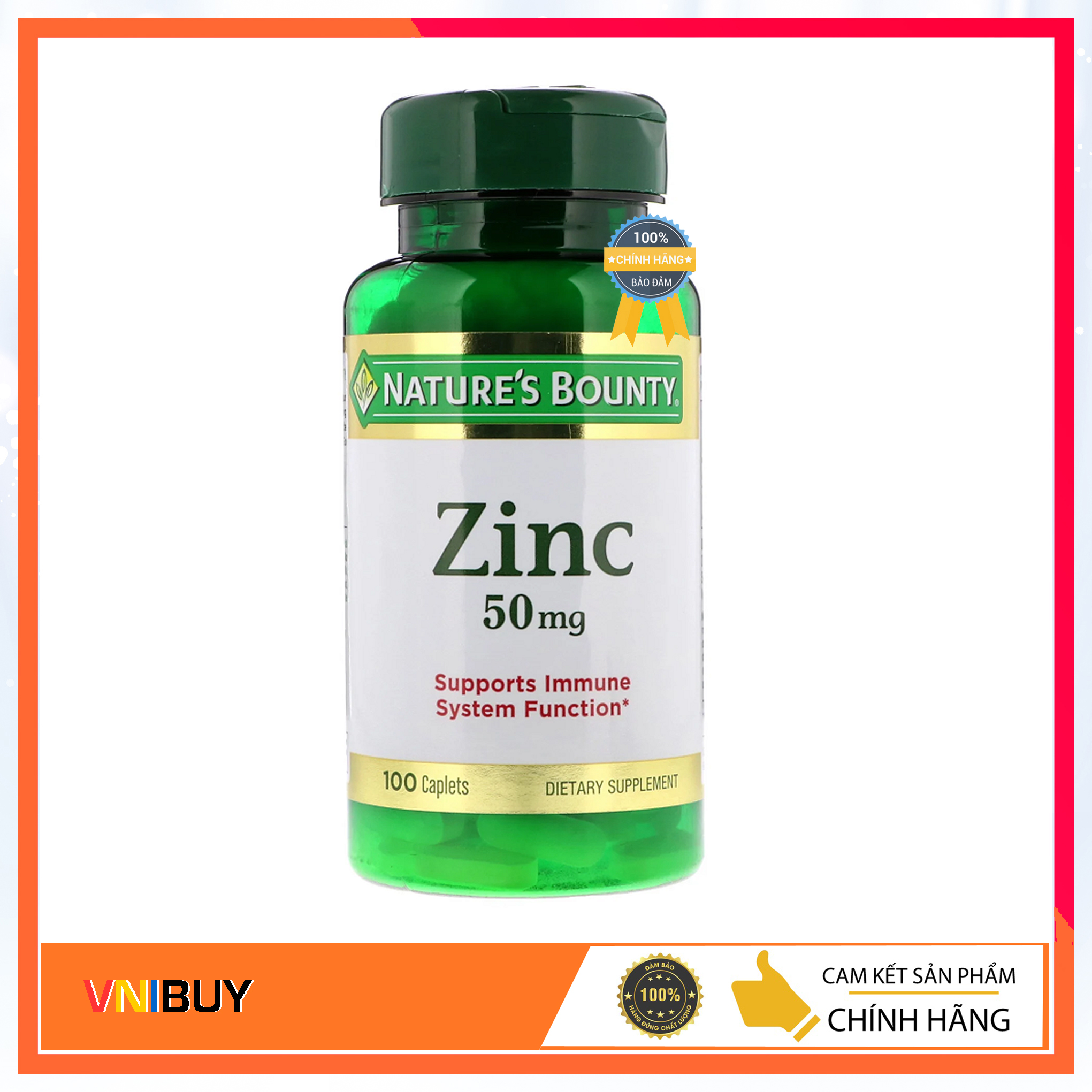 Viên uống bổ sung kẽm Nature’s Bounty Zinc 50mg 100 viên của Mỹ